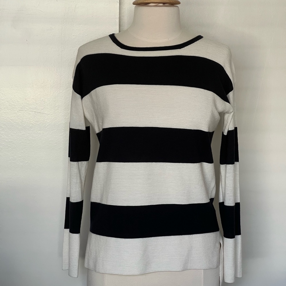 Vince Navy stripe tunic sweater